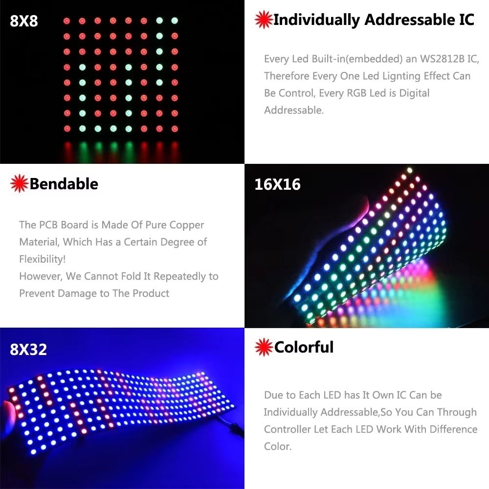 RGB Full Color WS2812B LED Pan - Rgb Led Matrix 8X8 review and price